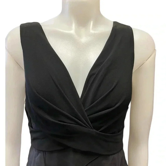 Adrianna Papell Black Sleeveless Formal Cocktail Tiered Midi Dress Size 10 - Picture 4 of 10